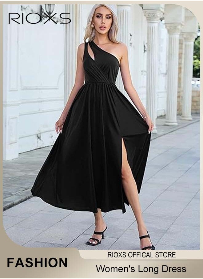 Women's Elegant Evening Dress, One Side Shoulder Sleeveless Split High Waist Bodycon Long Dress, Wedding Guest Dress, Ladies High Slit Dresses For Formal Business Party - pzsku/Z3E476A413BE15AEA9A25Z/45/_/1735096579/35c62ba2-74b2-4539-9b78-669f4292b8cc