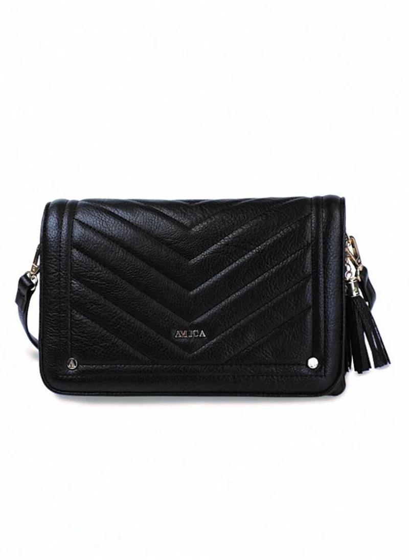 AMICA Camila Quilted Leather Crossbody Bag -Black