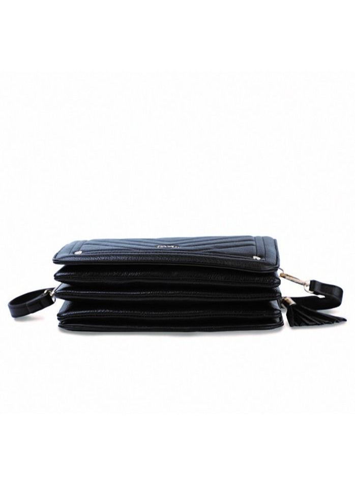 AMICA Camila Quilted Leather Crossbody Bag -Black - Image 5