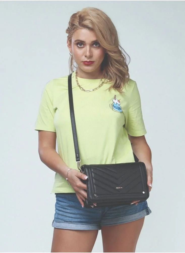 AMICA Camila Quilted Leather Crossbody Bag -Black