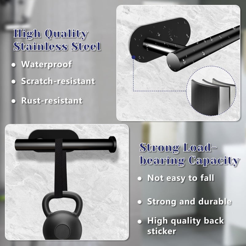 Jamestry Toilet Paper Holder, Stainless Steel & No Drilling Black Toilet Paper Holder Wall Mount, Waterproof Self Adhesive Toilet Paper Holders for Bathroom, Kitchen, Washroom - Image 5