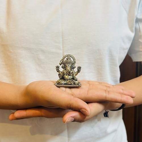 INDICAST Brass Ganesha Idol for Good Luck & Worship | 3" Ganpati Hindu God Statue Figurine Perfect for Decoration Puja & Gifting Purpose Sculpture (Weight- 150gm) - Image 5