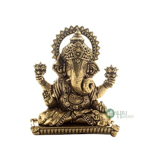 INDICAST Brass Ganesha Idol for Good Luck & Worship | 3" Ganpati Hindu God Statue Figurine Perfect for Decoration Puja & Gifting Purpose Sculpture (Weight- 150gm) - Image 4