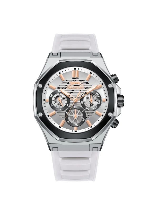 سلازنجر Men's Multi Function Display Watch With White Silicone Strap - SL.9.2390.2.05