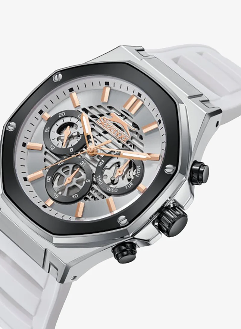 Slazenger Men's Multi Function Display Watch With White Silicone Strap - SL.9.2390.2.05