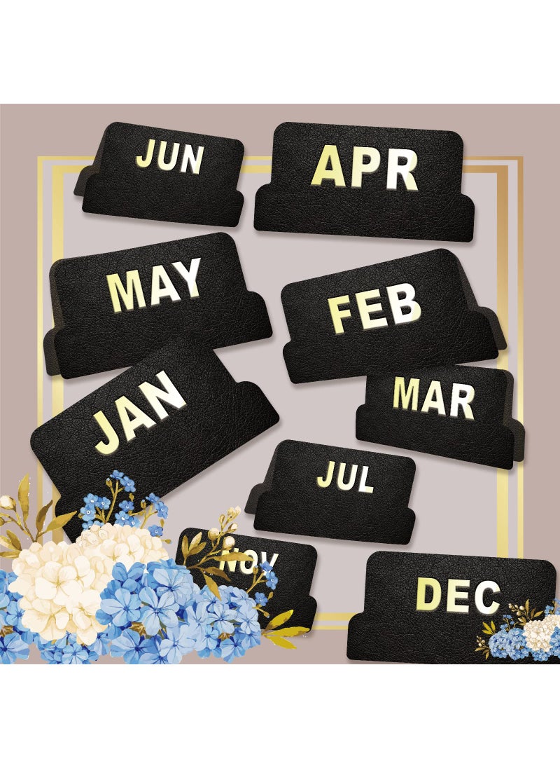 UPAFEXXI UPAFEXXILeather Monthly Tabs 48 Pcs Planner Tabs Calendar Month Stickers for Planners Organizing and Sorting Out Notebooks Black 