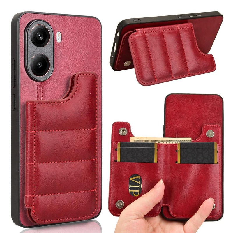 HuHa Case Cover For Redmi Turbo 4 Cow Pattern Sewing Card Bag Phone Case(Red) - Image 1