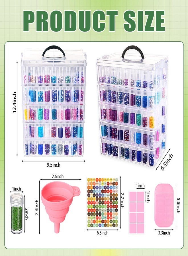 Willinglong Diamond Painting Storage Containers with 260 Grids Diamond Art Storage Bead Organizer Painting Accessories DIY Jewelry Craft(5 Tier, Pink) - Image 4