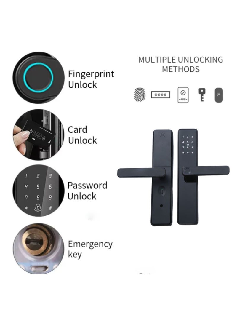 قفل باب ذكي 5 في 1 مع تطبيق TTLock وTuya - دخول بدون مفتاح ببصمة الإصبع - مقبض باب إلكتروني يدعم شبكة الواي فاي - مثالي للأبواب الخشبية، المنازل، وشقق "جاذر إن" وAirbnb - Image 4