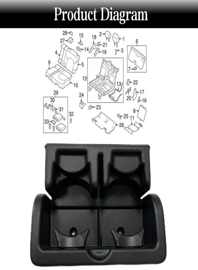 PMFCA Rear Console Cup Holder Black for Nissan Armada 2017-2020, Infiniti QX56 2012-2013,QX80 2014-2018 Bench Center Seat Cup Holder Replaces 88741-1LK3D 887411LK3D - Image 3