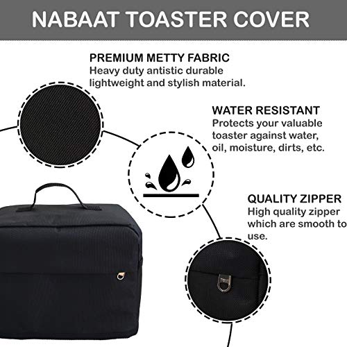 NABAAT Nylon 2 Slice Toaster Cover With Pockets To Hold Jam Spreader Knife & Toaster Tongs, Dust And Fingerprint Protection (Black) - Image 2