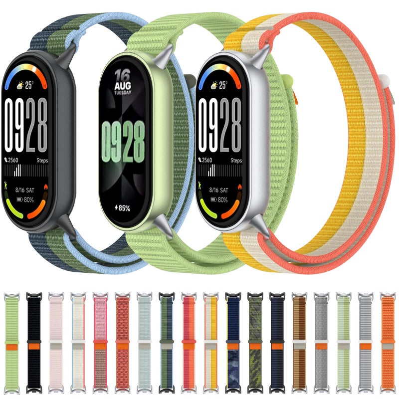 erorex For Xiaomi Smart Band 10 / 9 / 8 Tail Style Nylon Hook And Loop Fastener Watch Band(Siver) - Image 5