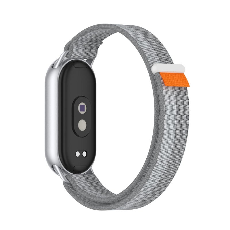 erorex For Xiaomi Smart Band 10 / 9 / 8 Tail Style Nylon Hook And Loop Fastener Watch Band(Siver) - Image 3