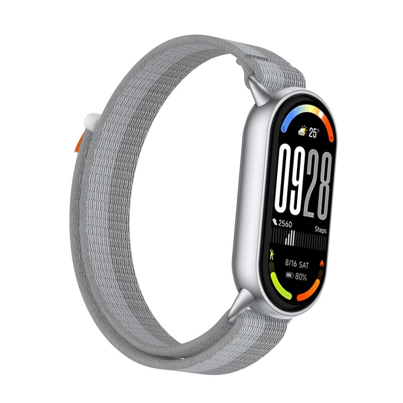 erorex For Xiaomi Smart Band 10 / 9 / 8 Tail Style Nylon Hook And Loop Fastener Watch Band(Siver) - Image 2