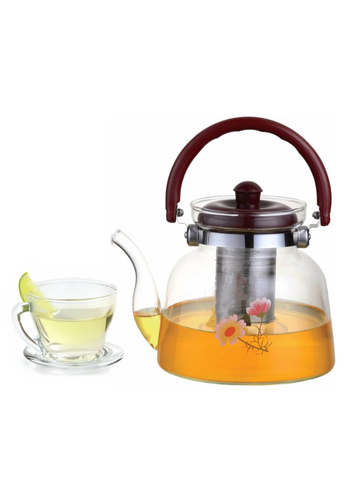 Tea Kettle Glass Borosilicate 1500ml with Removable Infuser BPA Free Durable Teapot Coffee Pot Tea Brewer