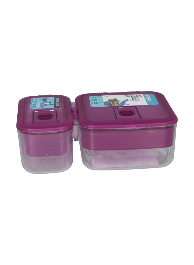 High Quality Bento Double Up Lunch Box Purple and Clear 1.6 Liter 7672