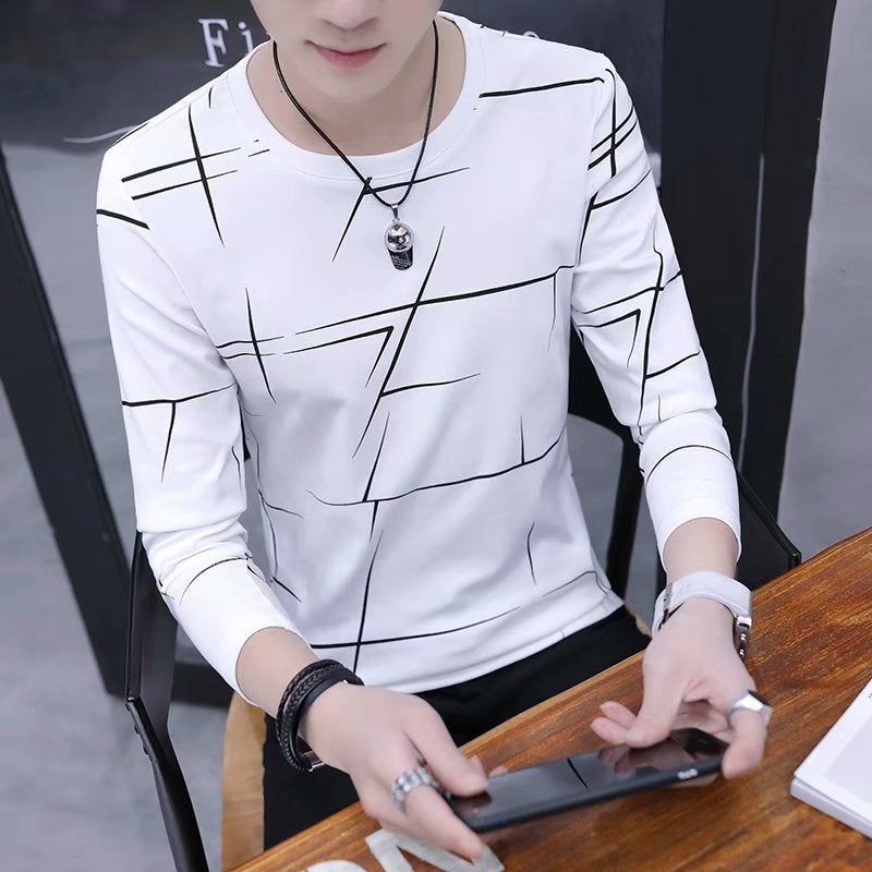 Autumn New Men'S Long Sleeve T-Shirt Thin Upper Clothes 2024 Korean Trend Bottoming Shirt New Men'S - Image 2