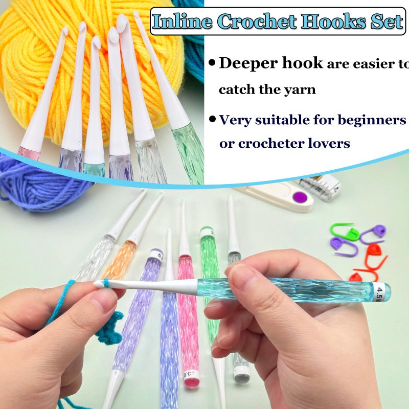 Hobekoee Inline Crochet Hooks Set,8PCS Plastic Crochet Hooks Long Crochet Hook Set with Case,Colorful Non-Slip Crochet Needles for Crocheting Yarn,Size 2.5mm-6mm - Image 4