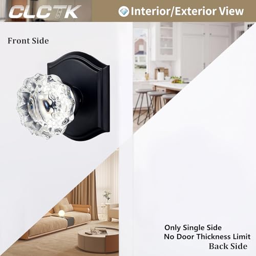 CLCTK 4 Pack Glass Dummy Door Knobs, Inactive Crystal Half-Dummy Door Knobs for Closet/Bifold, Matte Black - Image 3