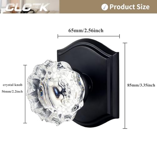 CLCTK 4 Pack Glass Dummy Door Knobs, Inactive Crystal Half-Dummy Door Knobs for Closet/Bifold, Matte Black - Image 4