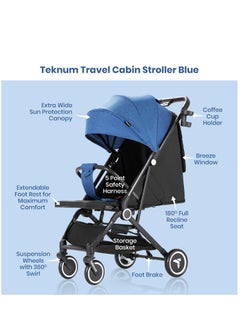 TEKNUM Teknum Travel Cabin Stroller with Coffee Cup Holder - Blue  - Image 2