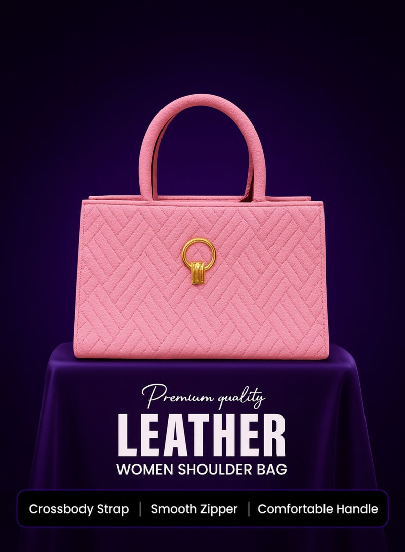 VIPTOUR Luxury Women’s PU Leather Handbag – Quilted Designer Top Handle Bag with Zipper Closure & Polyester Lining – Elegant Shoulder Tote for women - Image 2