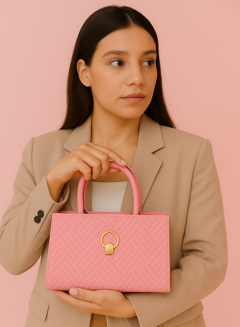 VIPTOUR Luxury Women’s PU Leather Handbag – Quilted Designer Top Handle Bag with Zipper Closure & Polyester Lining – Elegant Shoulder Tote for women - Image 4