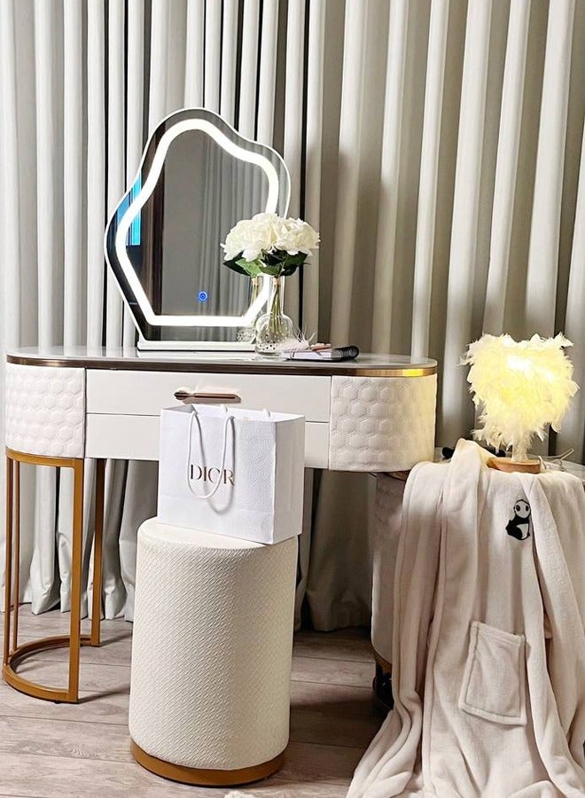 شي ون تسريحة وطاولة مكياج فاخرة بإضاءة LED وتصميم أنيق مع مرآة غيمة وكرسي مريح - Image 5