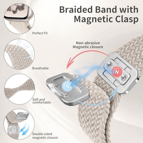 Zspoly 3 Pack Slim Braided Stretchy Bands Compatible with Apple Watch Band 38mm 40mm 41mm 42mm 44mm 45mm 46mm 49mm Women Men, Thin Nylon Magnetic Strap Bands for iWatch Series 10/9/8/7/6/5/4/3/2/1/SE Ultra - Image 4