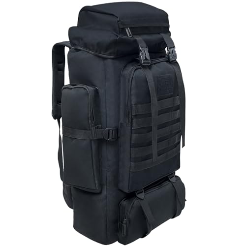 Ogetok 80L Hiking Backpack Camping Rucksack, 80 liters Large Capacity Outdoor Knapsack Travel Climbing Mountaineering Carry On Backpack Bag, Trekking Backpacking for Men Women, Black - Image 1