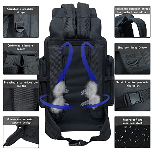 Ogetok 80L Hiking Backpack Camping Rucksack, 80 liters Large Capacity Outdoor Knapsack Travel Climbing Mountaineering Carry On Backpack Bag, Trekking Backpacking for Men Women, Black - Image 3