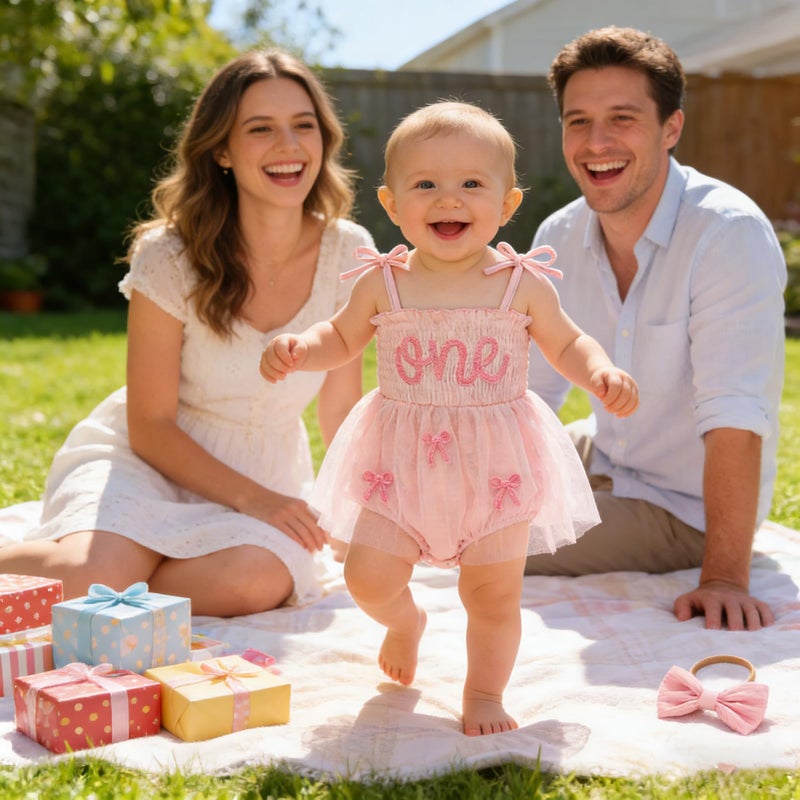 TITKKOP Baby Girl 1st Birthday Clothes One Year Old Tulle Romper Sleeveless Bodysuit Cake Smash Outfits(pink7,12-18M) - Image 4