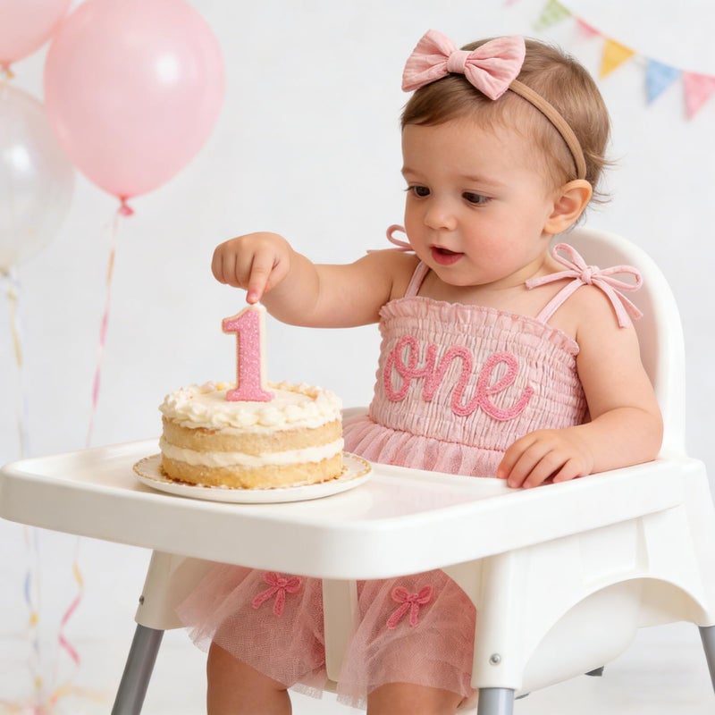 TITKKOP Baby Girl 1st Birthday Clothes One Year Old Tulle Romper Sleeveless Bodysuit Cake Smash Outfits(pink7,12-18M) - Image 2