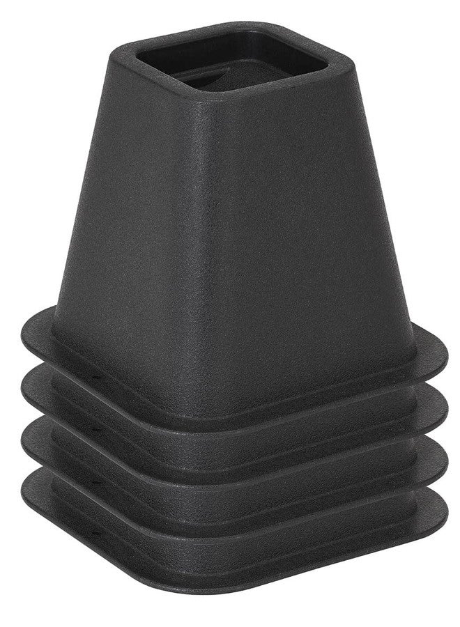 Simplify 6 Inch Bed Riser | Pack of 4 | Bed & Furniture Lifter Wheel Grooves | Under-Bed Storage | Bedroom & Dorm | Black - Image 1