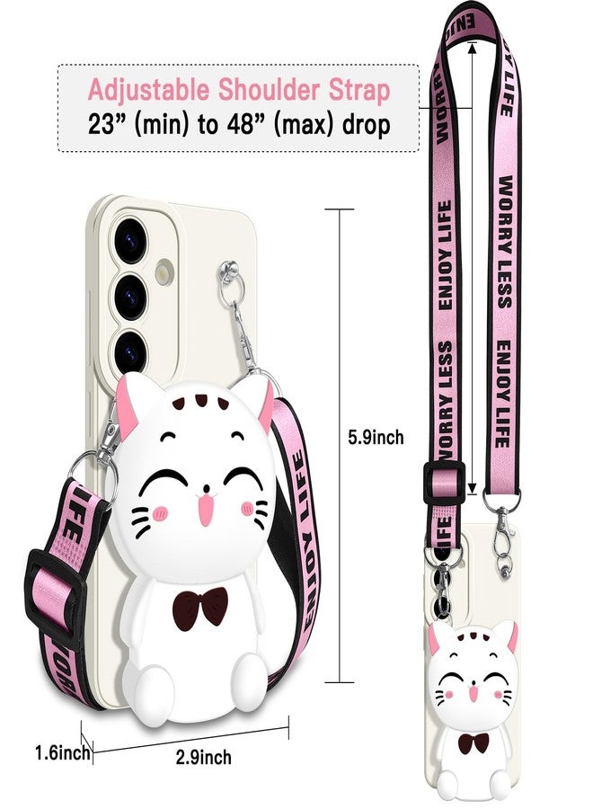 SGVAHY for Samsung Galaxy A16 5G Case, Cute Pink Lucky Cat Coin Purse Fancy Phone Case for Women Girls with Crossbody Strap Kawaii Soft Silicone Cover for Galaxy A16 4G/5G - Image 2