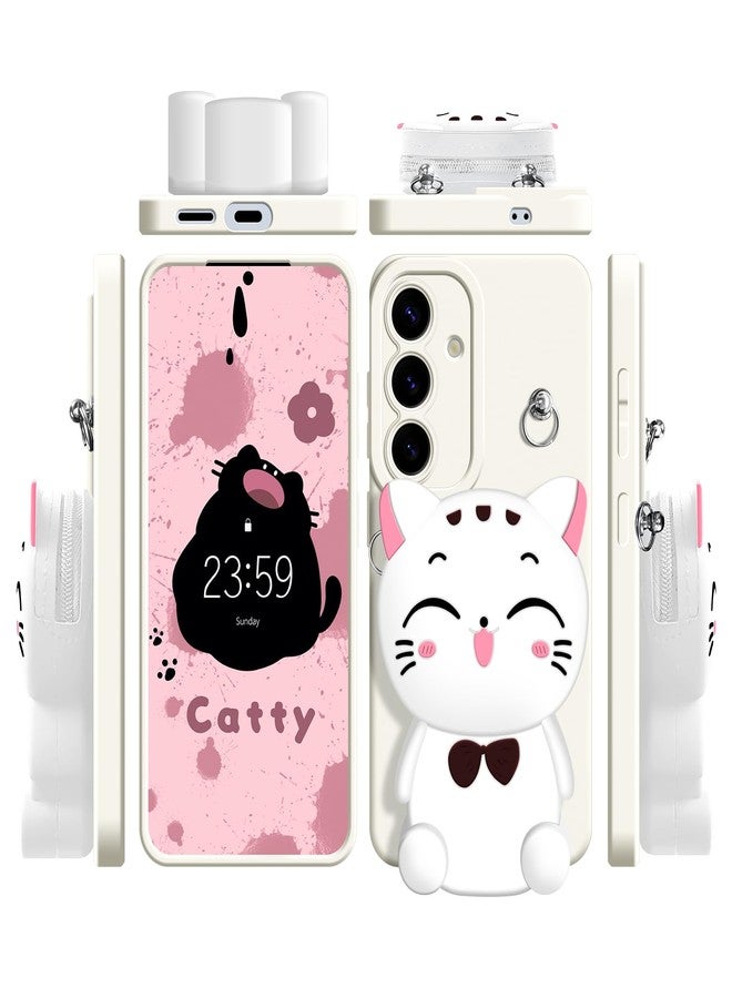 SGVAHY for Samsung Galaxy A16 5G Case, Cute Pink Lucky Cat Coin Purse Fancy Phone Case for Women Girls with Crossbody Strap Kawaii Soft Silicone Cover for Galaxy A16 4G/5G - Image 3