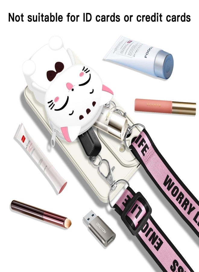 SGVAHY for Samsung Galaxy A16 5G Case, Cute Pink Lucky Cat Coin Purse Fancy Phone Case for Women Girls with Crossbody Strap Kawaii Soft Silicone Cover for Galaxy A16 4G/5G - Image 4