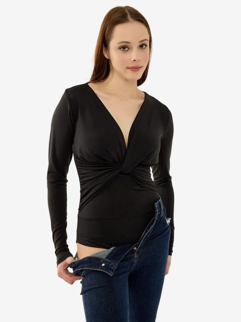 HICCUP V-Neck Long Sleeve Slim Fit Bodysuit