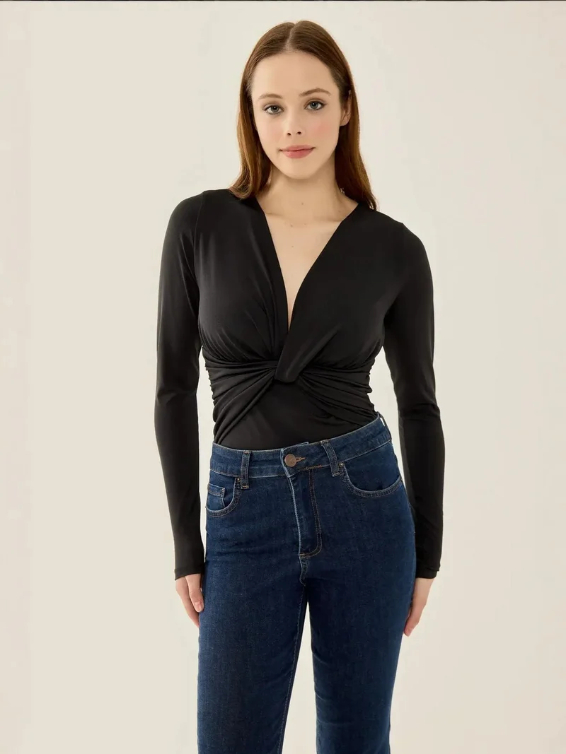 HICCUP V-Neck Long Sleeve Slim Fit Bodysuit