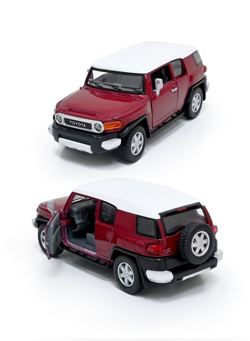 Kinsmart سيارة لعبة تويوتا إف جي كروزر بمقياس 1/36، أبواب معدنية مصبوبة قابلة للفتح والسحب للخلف