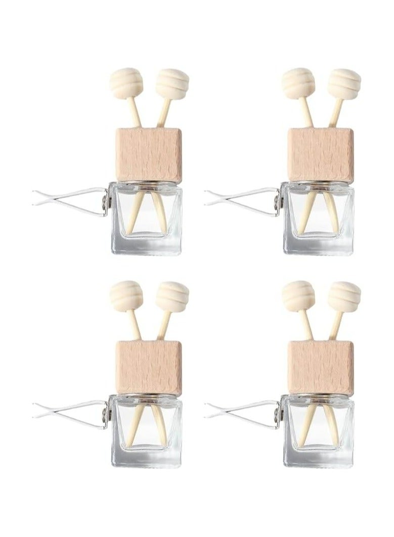 Oasisgalore 4 Pcs 8ml Glass Car Air Freshener Bottles - Essential Oil Diffuser with Vent Clips  - Image 1