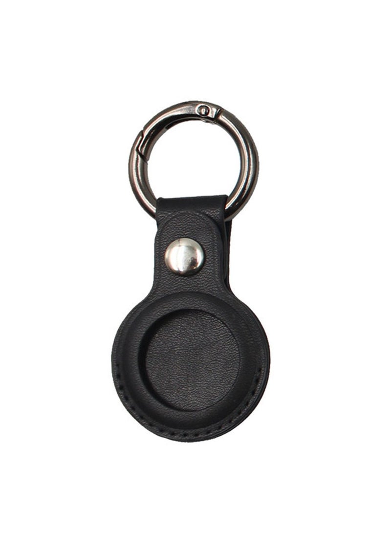 BSNL - Leather Protective Case with Carabiner Ring Anti Scratch for AirTag Bluetooth Tracker Black - Image 1