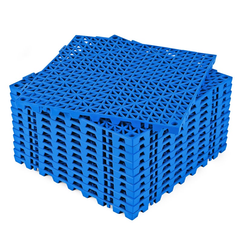 ToLanbbt Modular Interlocking Cushion 12P 118 x 118 Interlocking Rubber Floor Drain Holes NonSlip Splicing Drainage Mats for Deck Shower Kitchen Drain Pool Sauna Bath Indoor Outdoor Blue
