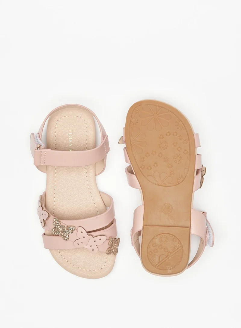 فلورا بيلا Butterfly Accent Sandals with Hook and Loop Closure