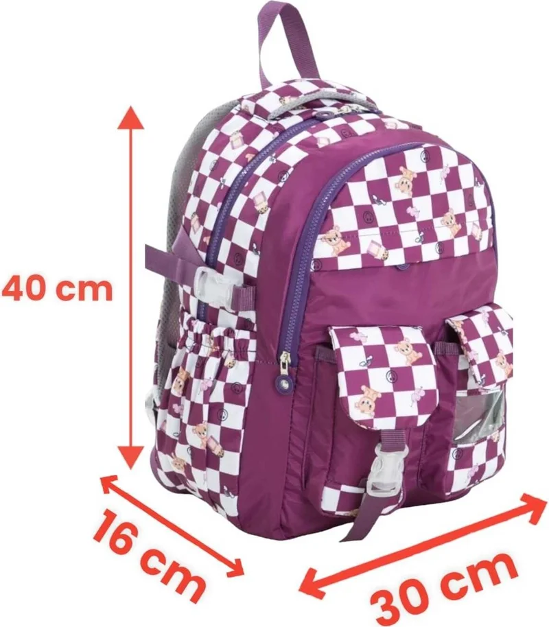 تيزجيلسين Unisex Waterproof Checkered Colorful School Bag Backpack