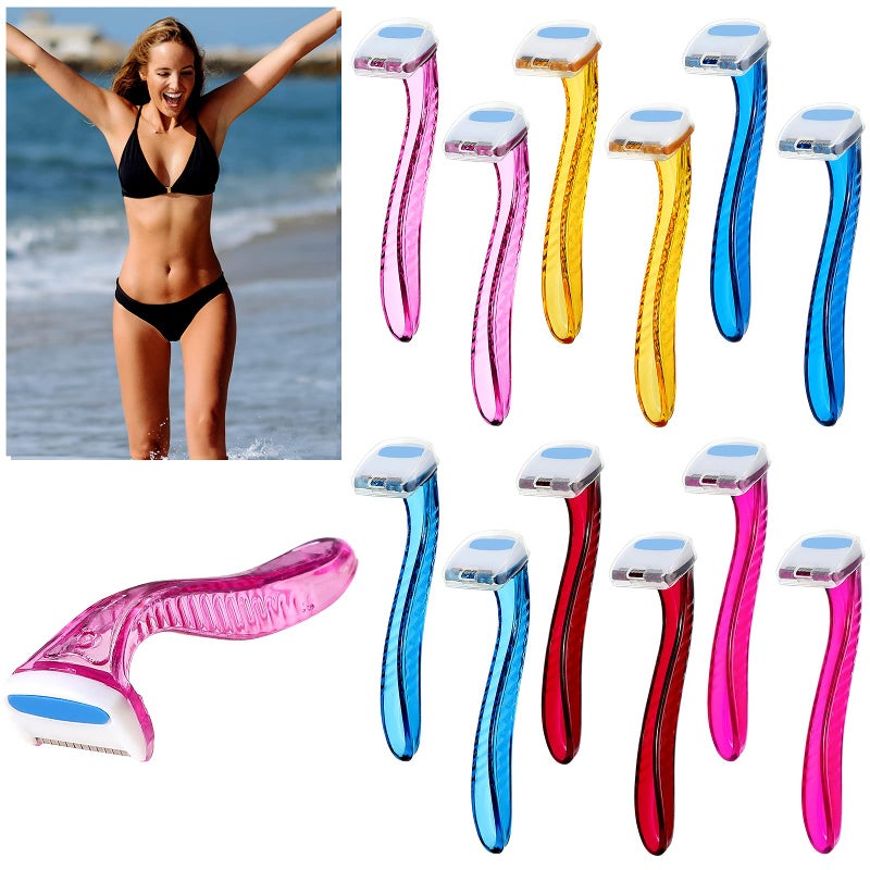 Honoson 12 Pcs Disposable Bikini Razors for Women Bikini Line Trimmer Shaver Small T Type Razor Durable Travel Accessories Pubic Hair Removal Beauty for Body Cosmetic Tool(Multicolor) - Image 1