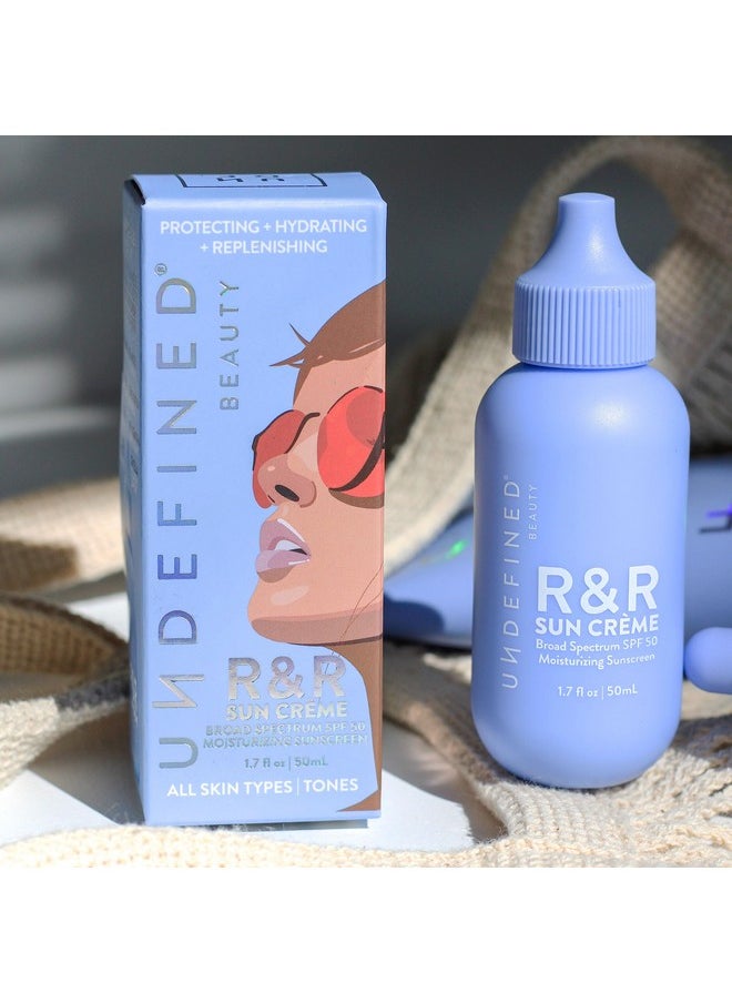 Undefined Beauty R&R Sun Creme Broad Spectrum Spf 50 Moisturizing Sunscreen With Ceramide Coq10 Niacinamide Resveratrol Licorice Root Centella To Hydrate Replenish Repair And Protect Dry And Dehydrated Skin  - Image 1