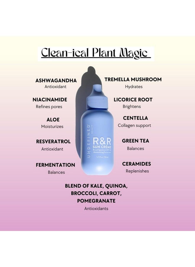 Undefined Beauty R&R Sun Creme Broad Spectrum Spf 50 Moisturizing Sunscreen With Ceramide Coq10 Niacinamide Resveratrol Licorice Root Centella To Hydrate Replenish Repair And Protect Dry And Dehydrated Skin  - Image 2