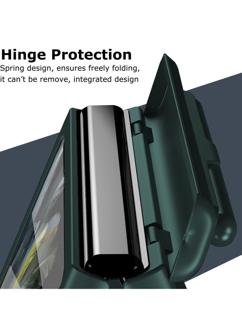 Barakah Case for OnePlus Open 2023 with Stylus and Pen Holder, PU Leather One Plus Cover with Hinge Protection, Built-in Screen Protector, Kickstand, Green - Image 3