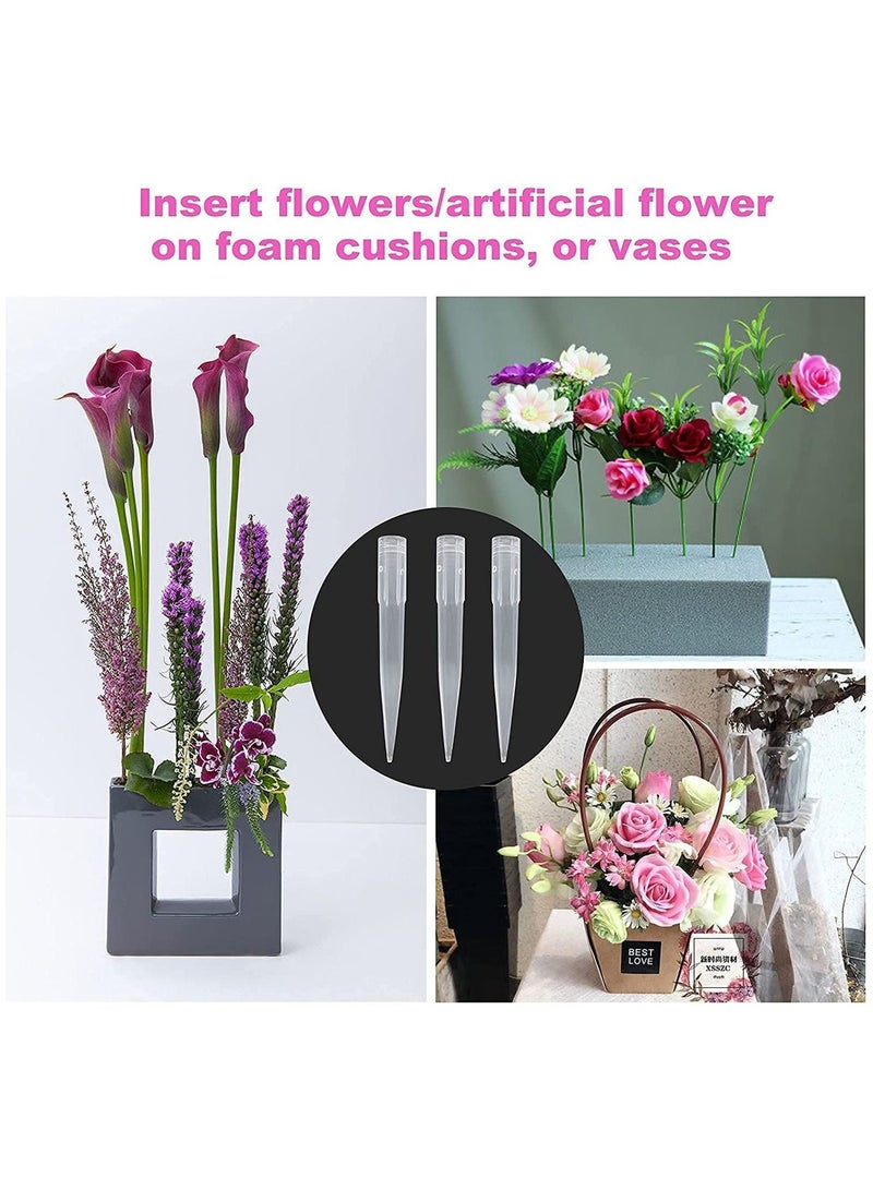 Y&D Flower Water Tubes, 500 Pieces Pointed Floral Tubes/Vials for Arrangements, Clear Plastic Tubes with Picks, Rose Stems Aqua Picks - Image 4